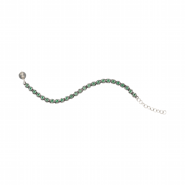 Pulsera Diamantes Minis Plata Ajustable Aqua